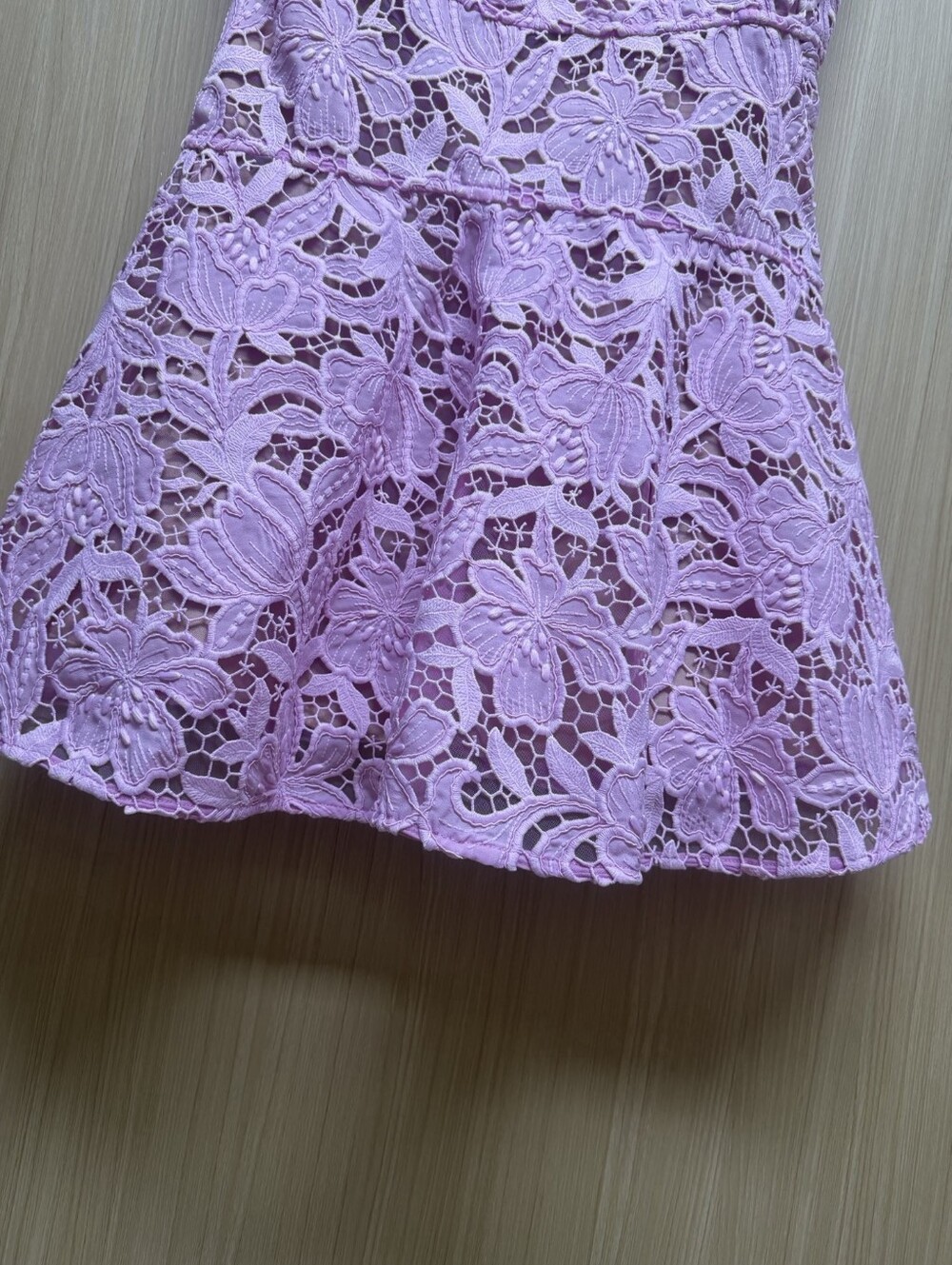 Self Portrait Pink Lace Flared Mini Dress - Picture 8 of 13